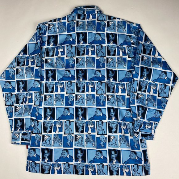 Vintage Fat Albert Platinum Fubu Shirt Mens XL All Over Print Button Front - Picture 2 of 12